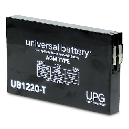 Upg Sealed Lead Acid Battery, 12 V, 2Ah, UB1220T, ST Side Faston Tab Terminal, AGM Type D2790